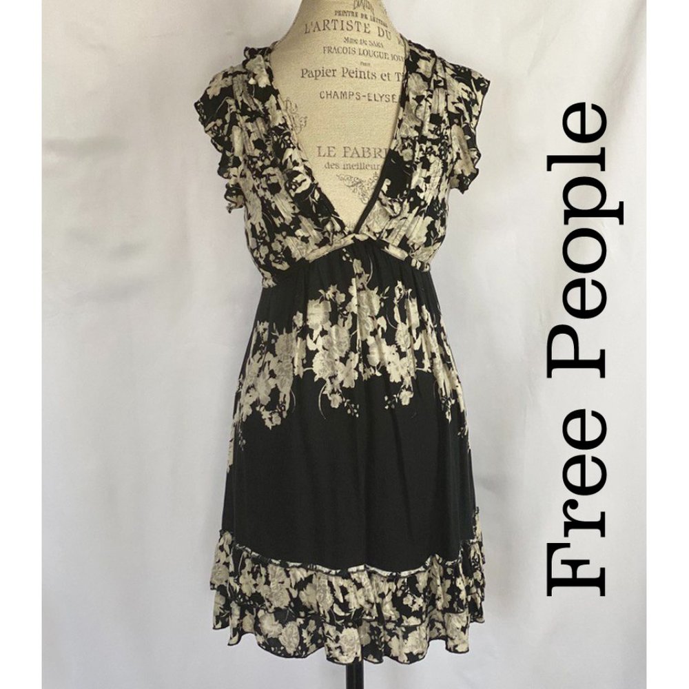 Free People Black Floral Dress